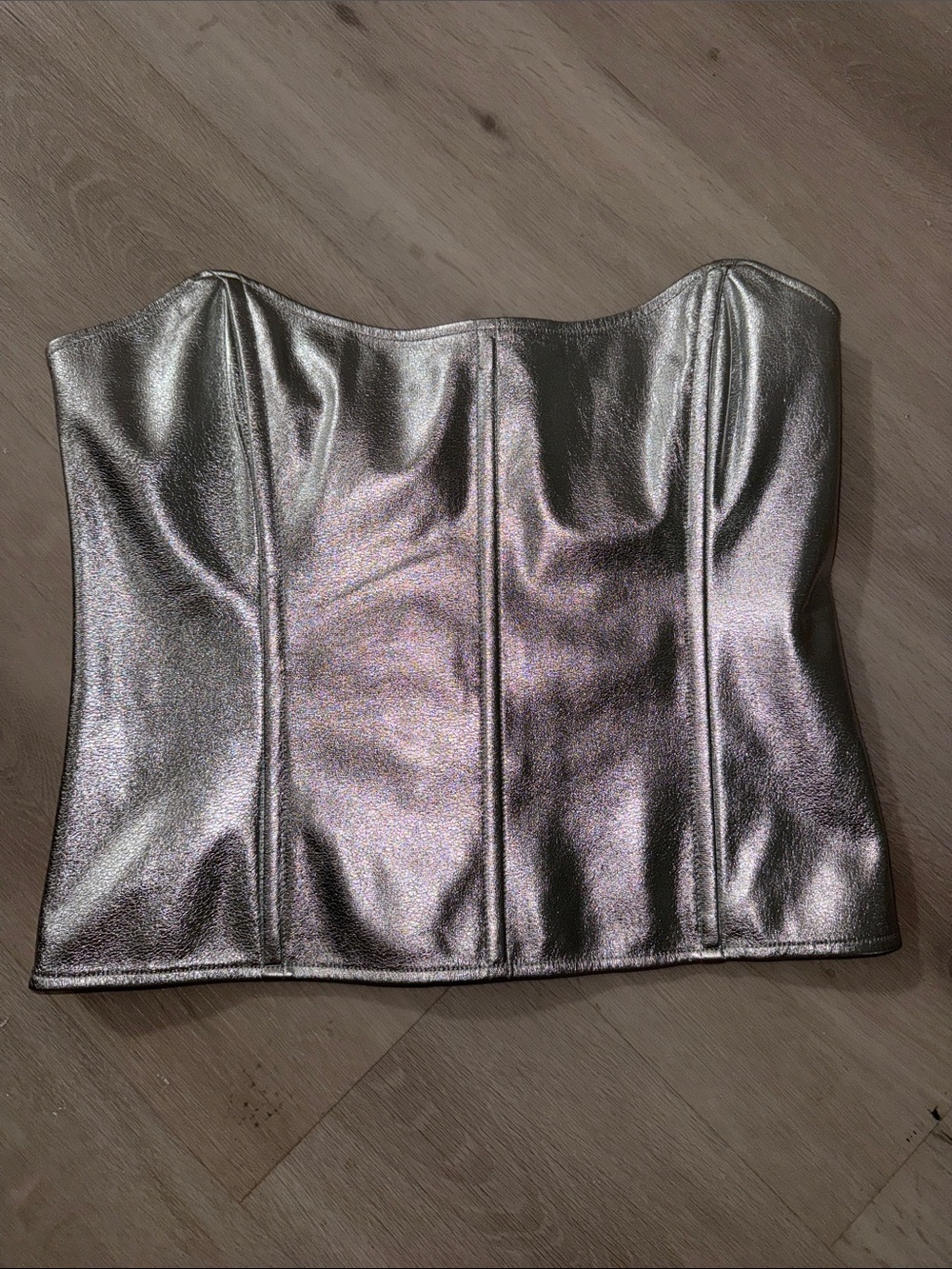 Lovers & Friends Metallic Silver Strapless Corset Top